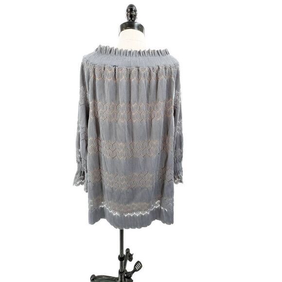 Suzanne Betro Women Gray Off-Shoulder Ruffle Blouse Top Size XL - Picture 4 of 16